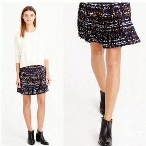 J. Crew Pleated Geometric Print Skirt Blue/White Size 0